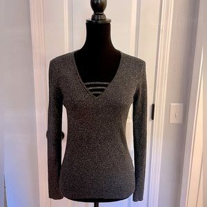 Express V-neck Metallic Sweater